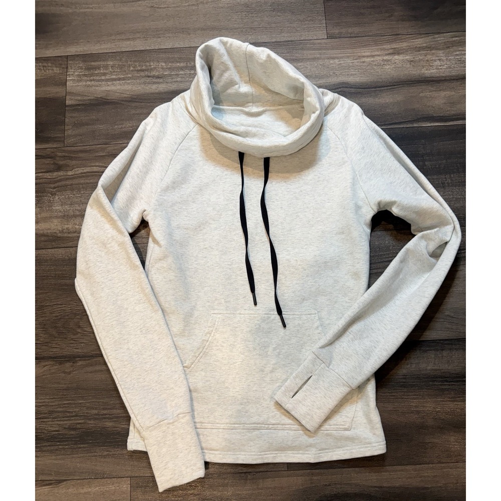 Born Primitive Women's Gray Cowl Neck Hoodie Pullover Thumbhole Sweatshirt Small